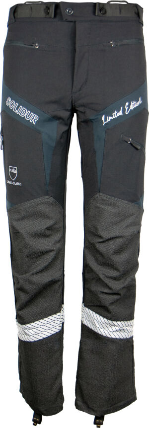 Solidur CLIMB Black Class 1 Type A Chainsaw Trousers CLPAUE25M Man<br />Retail Price &pound;285.42 ex. VAT<br />Sizes XS -3XL