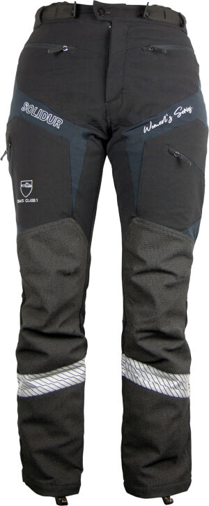 Solidur CLIMB Black Class 1 Type A Chainsaw Trousers CLPAUE25W Woman<br />Retail Price &pound;285.42 ex. VAT<br />Sizes XS -XL